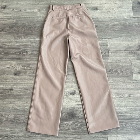 BABATON Agency Faux Leather Pants Size 4 Straight Leg Warm Taupe Neutral Aritzia - Picture 8 of 12